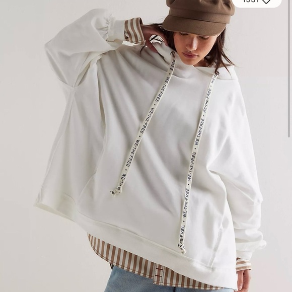 We The Free, White Oversized Hoodie, Sz S & fits up to Sz XL! NWT